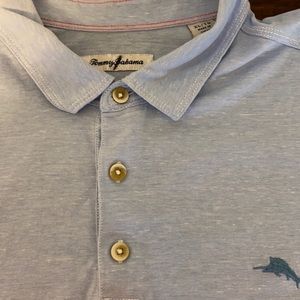 Tommy Bahama polo ombré color powder blue to a mid blue. XL